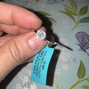 Sterling Silver Halo Cluster Ring in White